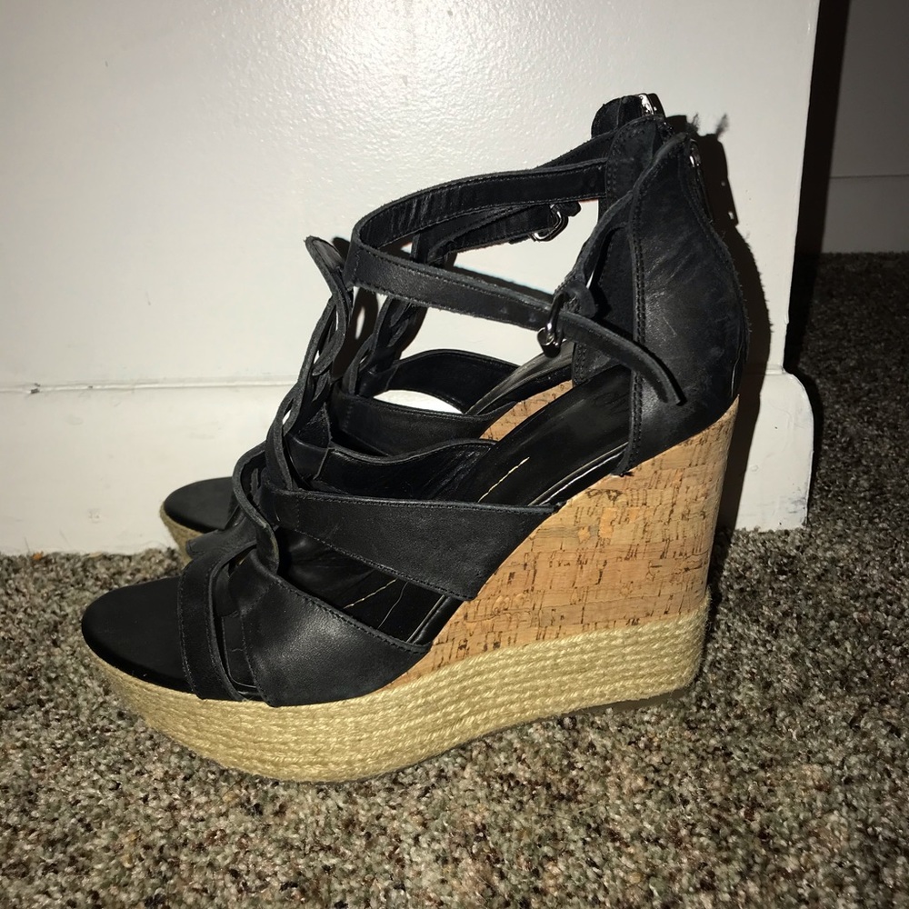 Black sandal wedges